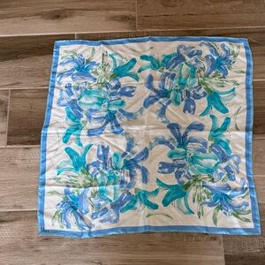 Vintage Vera Neumann square Blue Floral Scarf